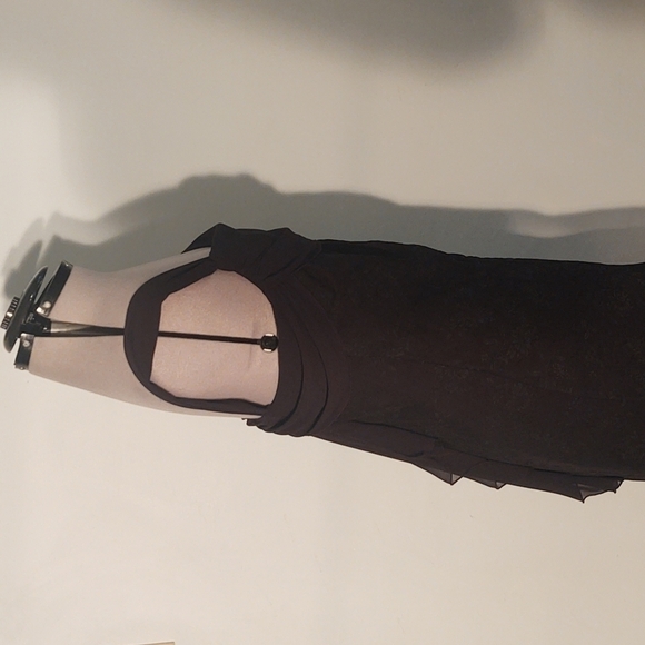 CDC Black Square Cowl Neck Floral Dress Sz 12 - Picture 6 of 10